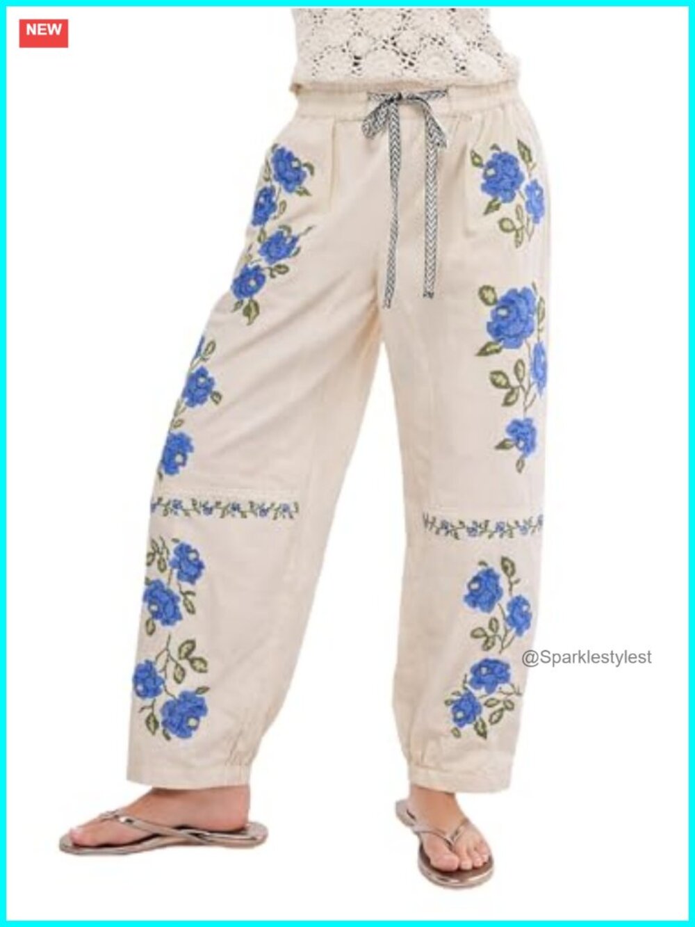 Mid Rise Barrel Jeans Embroidered Wide Leg Boyfriend Baggy Denim Pants